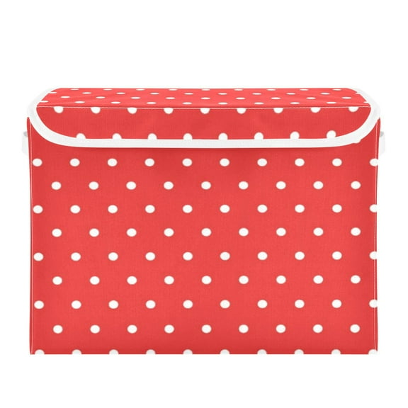 16.5x12.6x11.8in Foldable Flip-Top Storage Bin, Dustproof Magic Tape Closure, Ideal for Home & Toy OrganizationRed Wave Point