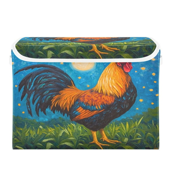 16.5x12.6x11.8in Foldable Flip-Top Storage Bin, Dustproof Magic Tape Closure, Ideal for Home & Toy OrganizationRooster