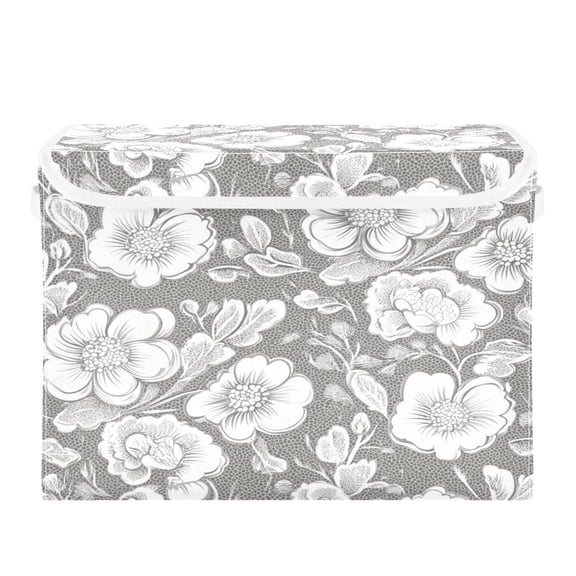 16.5x12.6x11.8in Foldable Flip-Top Storage Bin, Dustproof Magic Tape Closure, Ideal for Home & Toy OrganizationSeamless Lace Pattern