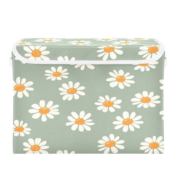 16.5x12.6x11.8in Foldable Flip-Top Storage Bin, Dustproof Magic Tape Closure, Ideal for Home & Toy OrganizationSmall Flowers