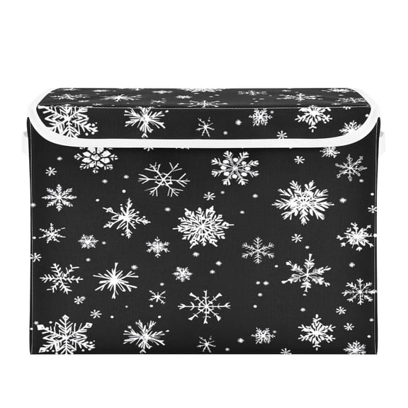 16.5x12.6x11.8in Foldable Flip-Top Storage Bin, Dustproof Magic Tape Closure, Ideal for Home & Toy Organization,Snowflakes