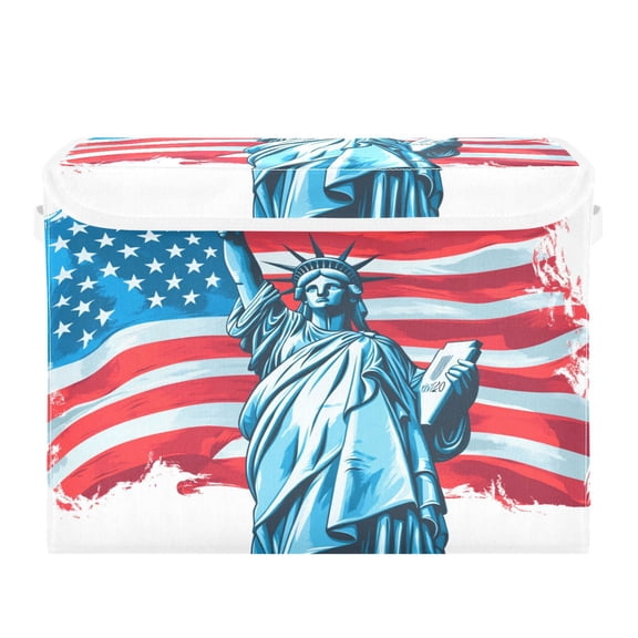 16.5x12.6x11.8in Foldable Flip-Top Storage Bin, Dustproof Magic Tape Closure, Ideal for Home & Toy Organization，Statue Of Liberty