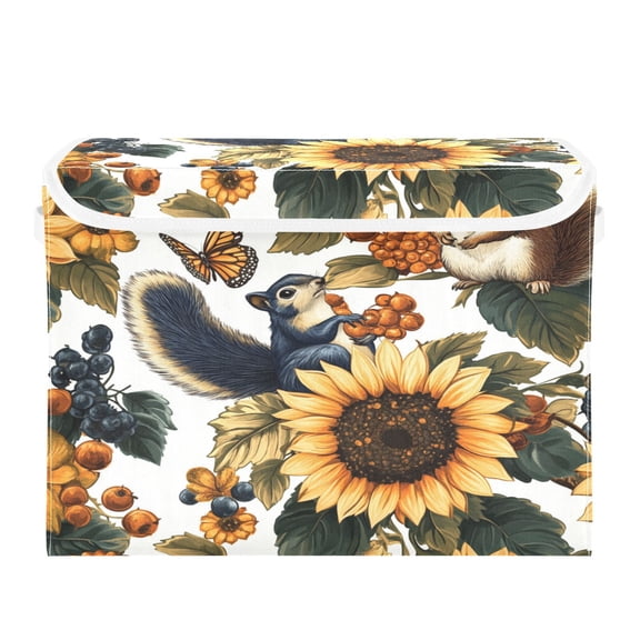 16.5x12.6x11.8in Foldable Flip-Top Storage Bin, Dustproof Magic Tape Closure, Ideal for Home & Toy OrganizationSunflower