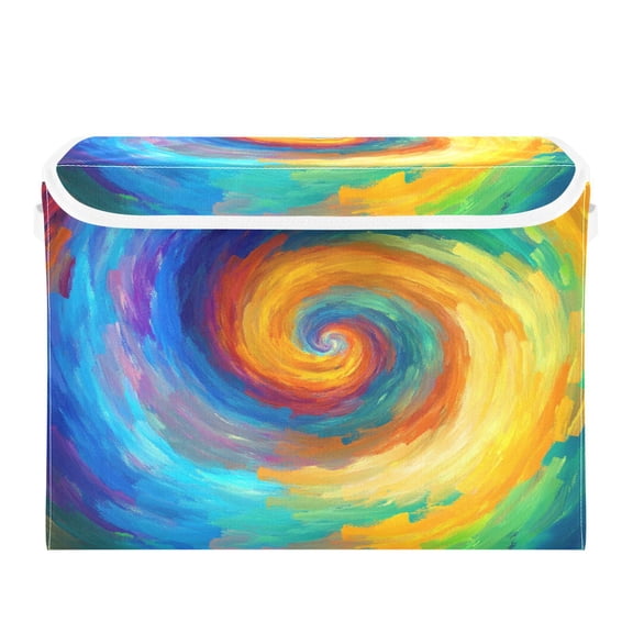 16.5x12.6x11.8in Foldable Flip-Top Storage Bin, Dustproof Magic Tape Closure, Ideal for Home & Toy Organization，Swirling Vortex