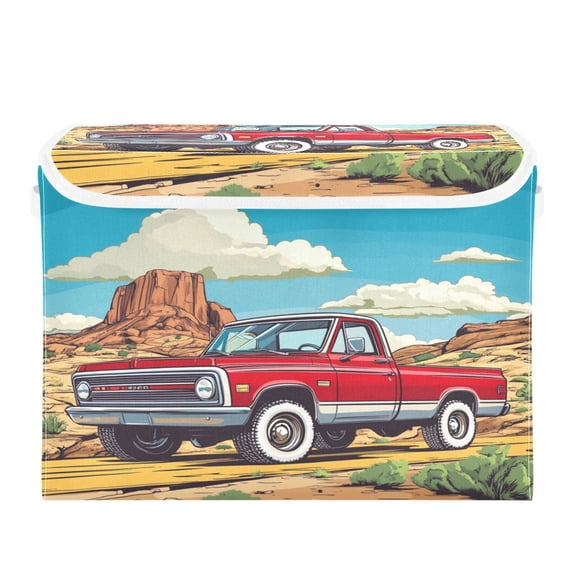 16.5x12.6x11.8in Foldable Flip-Top Storage Bin, Dustproof Magic Tape Closure, Ideal for Home & Toy OrganizationTruck