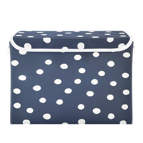 16.5x12.6x11.8in Foldable Flip-Top Storage Bin, Dustproof Magic Tape Closure, Ideal for Home & Toy Organization,White Polka Dot