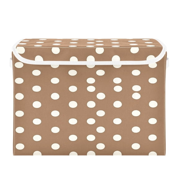 16.5x12.6x11.8in Foldable Flip-Top Storage Bin, Dustproof Magic Tape Closure, Ideal for Home & Toy Organization,White Polka Dots