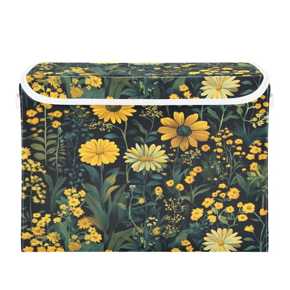 16.5x12.6x11.8in Foldable Flip-Top Storage Bin, Dustproof Magic Tape Closure, Ideal for Home & Toy OrganizationWildflowers