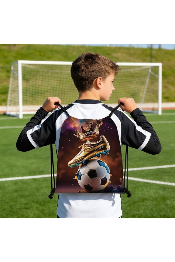 16.5x13.6 Inch Soccer Print Drawstring Pouch Backpack, Oxford Cloth Sports Storage Bag for Gym Fitness, Lightweight Drawstring Backpack for Daily Use