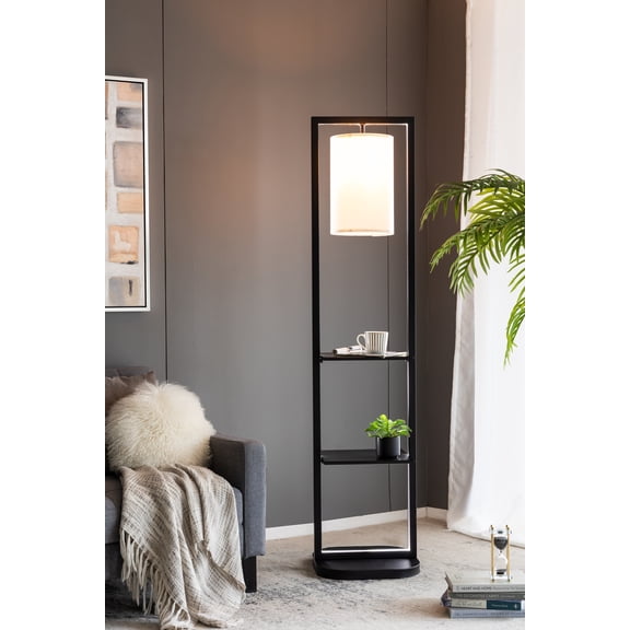 16.5x17x74" Two Tiered Vertical Shelving Stand with Light (Not include Bulb)