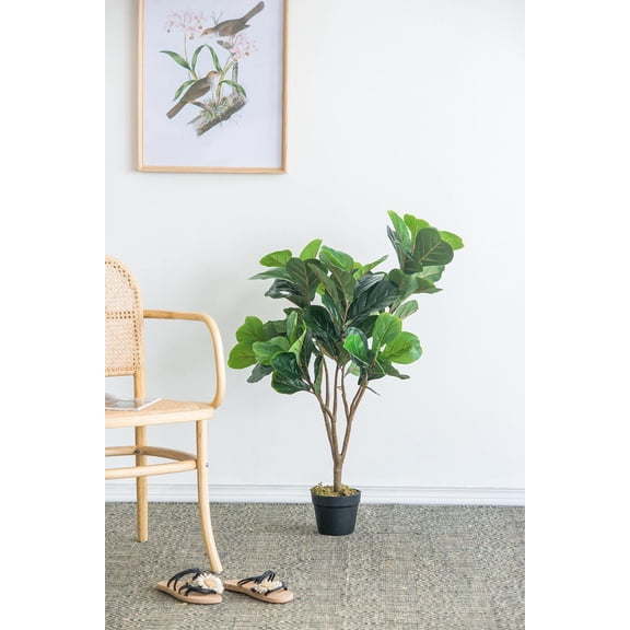 16.5x21x41.5"H Fiddle Fig Leaf Tree, 80 Leaves