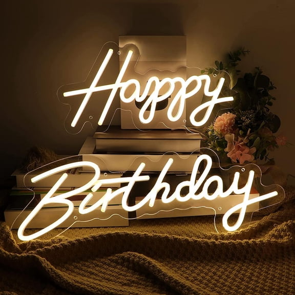 16.5x8in+23x8in Happy Birthday Integrative LED Signs USB Operated for Birthday Party Decor Christmas Party Home Wall