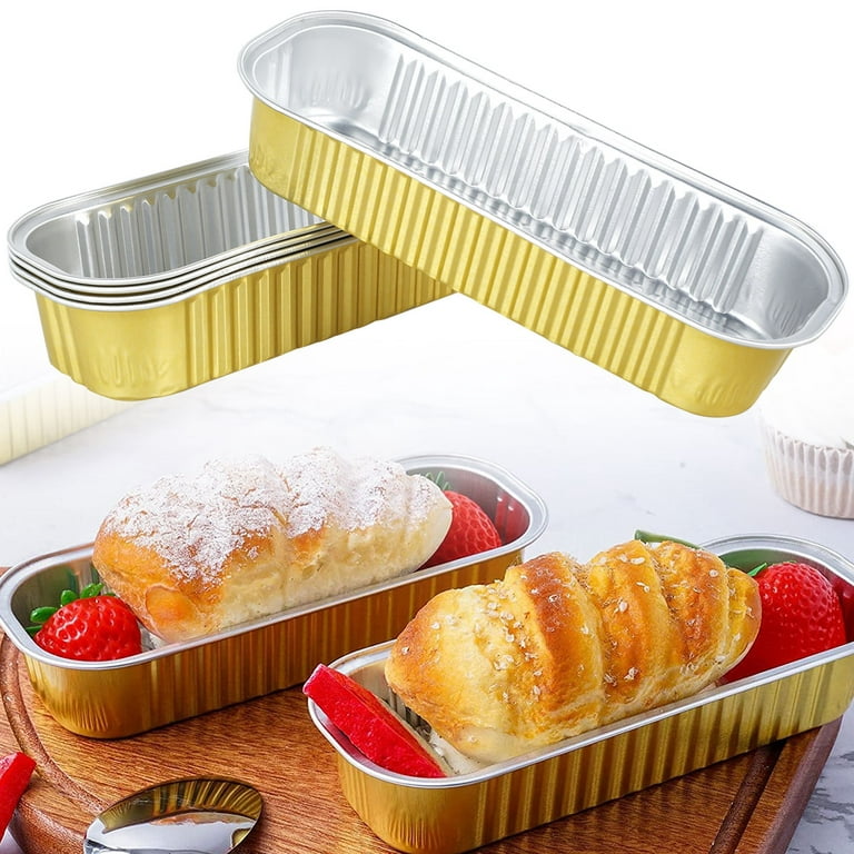 Foil Baking Loaf Pan 6.75 Ounces with Lid Gold 100 Count Box