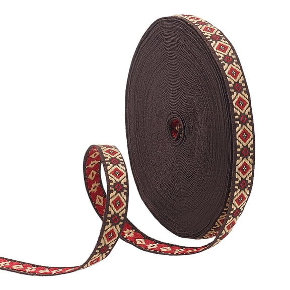 16.6 Yards Ethnic style Polyester Rhombus Ribbon for Clothing Sewing FireBrick 3/8 inch(11mm)
