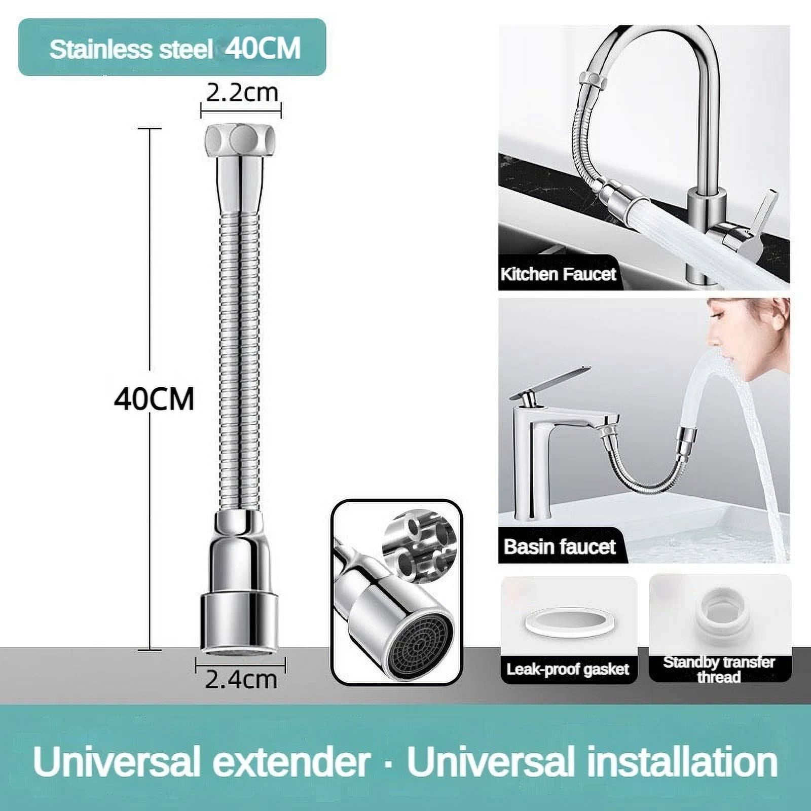 16-60cm Universal Faucet Extender Stainless Steel 360掳 Rotation Kitchen ...
