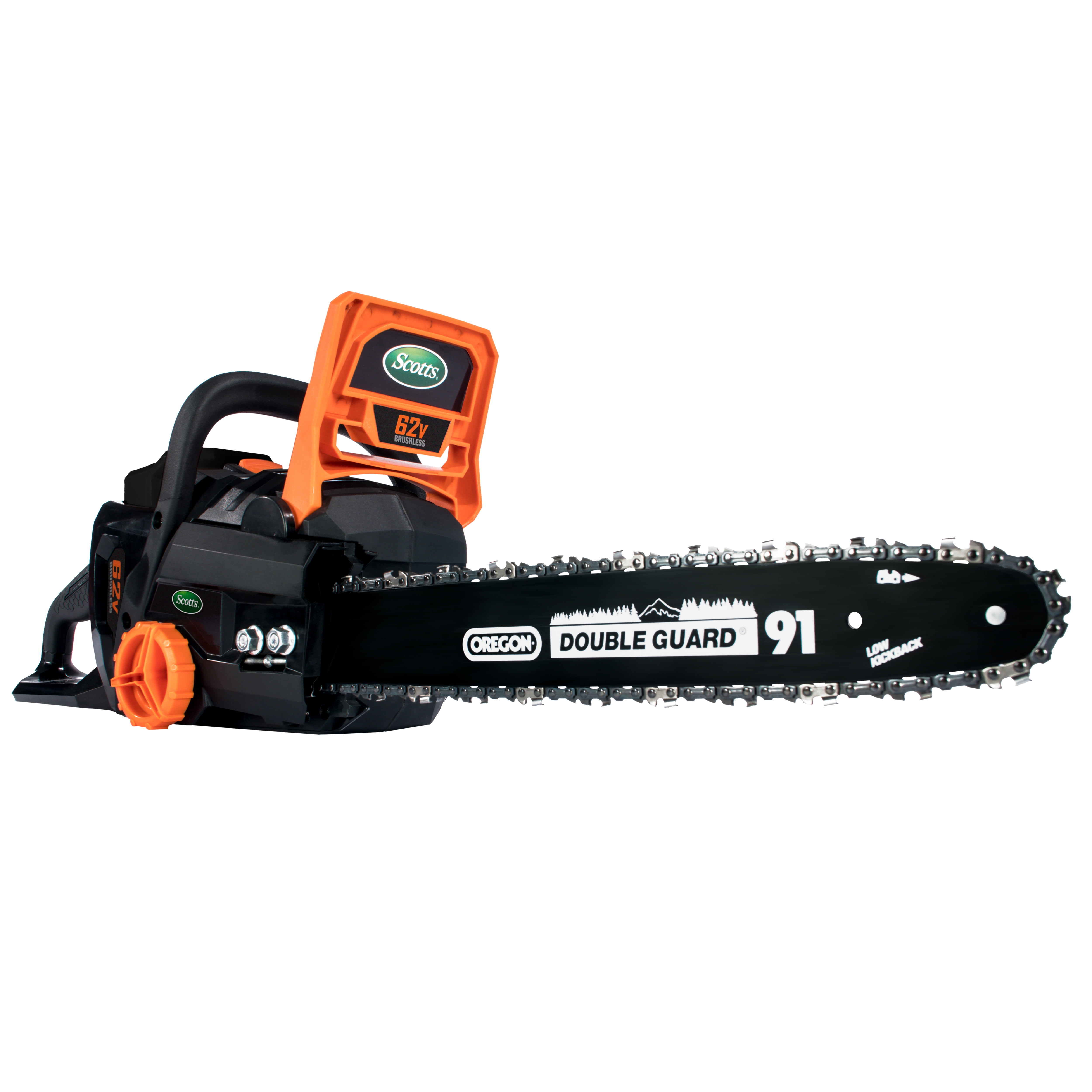 Scotts LCS31662S 16 in. 62-Volt Lithium Ion Cordless Chainsaw, 4Ah Battery and Charger Included
