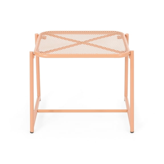 16.67"h Modern Side Table With Iron Construction Frame, Orange, 19.44"w X 17.67"d, Mesh , Weather-, Assembly Needed 15.5"h - In Orange