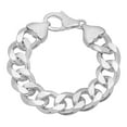 thumbnail image 1 of 16.6mm Solid .925 Sterling Silver Flat Curb Chain Bracelet, 9 inches, 1 of 7