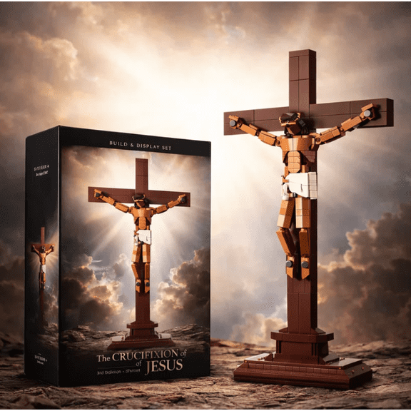 16.7" Faith-Inspired Jesus Crucifix Building Toy Set - 558PCS Building Blocks Religious Display Model, Perfect for Spiritual Decor & Holiday Birthday Toy Collectibles
