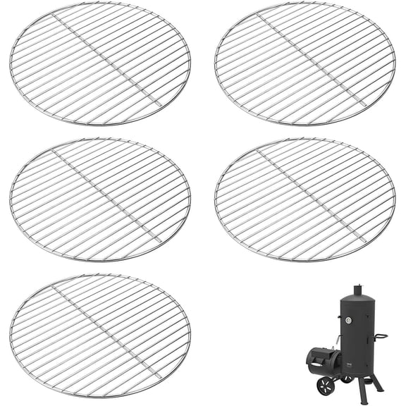 16.7" Round Grill Grates for Dyna-Glo DGSS1382VCS-D Smoker | 5 Pack Heavy Duty Cooking Grates Replacement Parts for Dyna-Glo Vertical Charcoal Smoker Grill, Stainless Steel