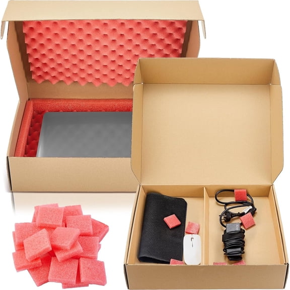 16.7 x 13 x 4 Inches Laptop Shipping Box Secure Mailer Empty Moving Delivery Shipping Container with Charger Box, 20 Sheets, Frame, 2 Padding for Packing