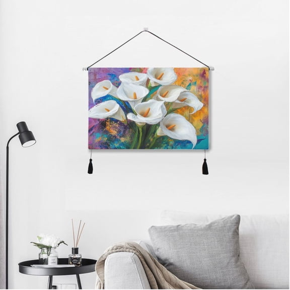 16.7"x24.5" Modern Canvas Wall Art Decorative Painting Backdrops for Living Room, Bedroom, Office & Studio White Calla Lilies