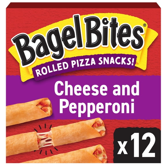 Bagel Bites Rolled Pizza Frozen Snacks, 1 Box, for After-School and Late Night Snacking, Cheese and Pepperoni, No High-Fructose Corn Syrup and No Artificial Flavors, 12 Count