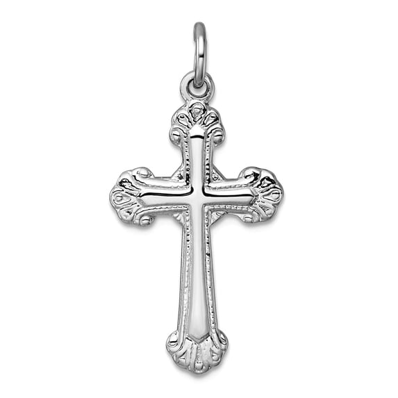 16.7mm 925 Sterling Silver Rhodium Plated Polished Fancy Religious Faith Cross Pendant Necklace Pendant for Women