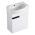 thumbnail image 1 of 16.8 Inch Modern Compact Wall-Mounted Gloss White Bathroom Vanity Cabinet With Ceramics Sink Basin & Soft-Close Cabinet Door, 1 of 10