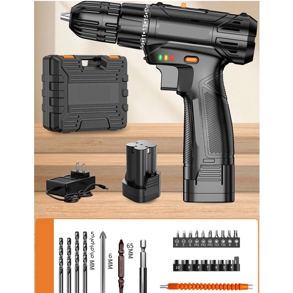 16.8V Brushless Cordless Drill Set, Rechargeable Electric Power Drill with Lithium Battery, 2-Speed Handheld Screwdriver for Home DIY, Construction, Drilling & Driving Tool Kit