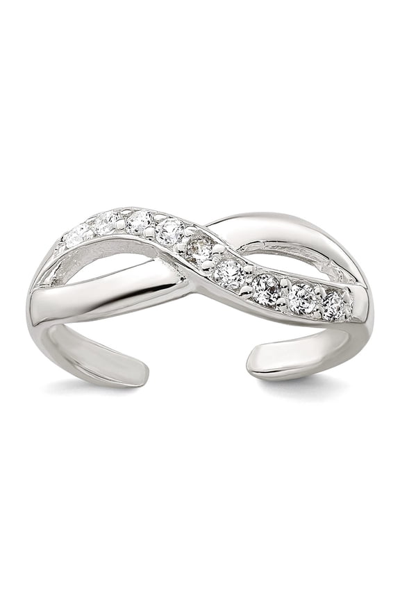 16.8mm 925 Sterling Silver Polished Cubic Zirconia Infinity Adjustable toe ring toe ring for Women
