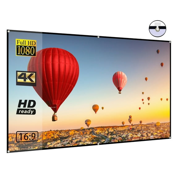 16:9 72-inch Portable HD Projector Screen 16:9 Projection Screen Foldable  Wall Mounted For Outdoor Movies Home Theater Office