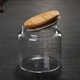 thumbnail image 1 of 16.9 FL Oz Glass Storage Container with Bamboo Lid, Stackable Clear Decorative Organizer Bottle Canister Pantry Jar with Air Tight Wooden Lid for Food, Coffee, Candy, Sugar, Salt, Tea, 1 of 5