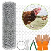 Biobubana 32.8' x 16.9' Hexagonal Galvanized Wire Netting with Durable Chicken Coop Accessories