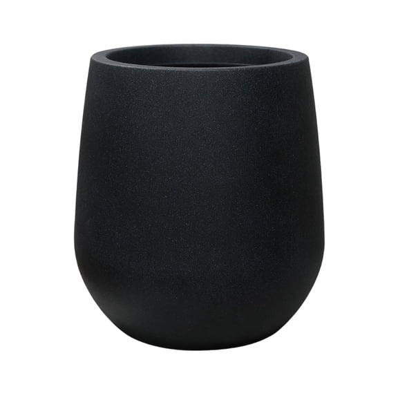 STONE LITE 16.9 Inch Round Tapered Black Plastic Planter with Drainage Hole & Rubber Plug