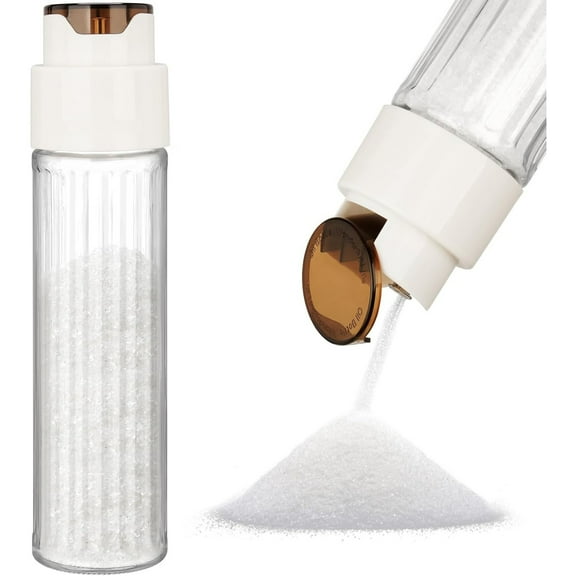 16.9 OZ Sugar Dispenser with Automatic Pouring Switch for Home, Kitchen, Coffee Station, Large Capacity Glass Jar for Sugar, Coffee Creamer, Salt, Food-Grade Glass with Anti-Slip Ribbed Design