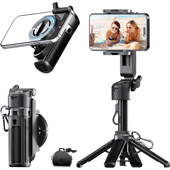 16.9" Phone Tripod Stand with Wireless Remote, Selfie Stick for iPhone Samsung Android, Portable Cell Phone Holder for Video Recording Photos Vlogging Travel