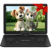 16.9" Portable DVD Player with 14.1" Swivel HD Screen,with Control Remote, 5-Hour Built-in Rechargeable Battery,Car Charger & AC Adapter, Supports CD/DVD/SD Card/USB/Sync TV, Regions Free