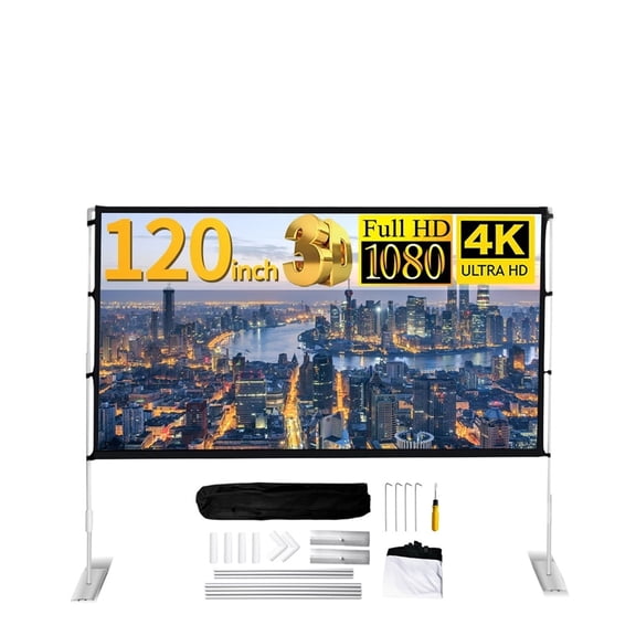 16:9 Projector 120 Inch Outdoor Portable Foldable Bracket Screen Home KTV Office 3D HD Movies Projection Screen ,Wide Application