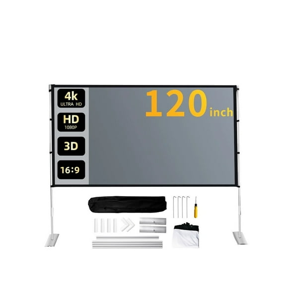 16:9 Projector Outdoor Anti-Light And Gain Protection 120 Inch Home Folding Screen With Bracket Curtain ,Wrinkle-Free Projector Screen