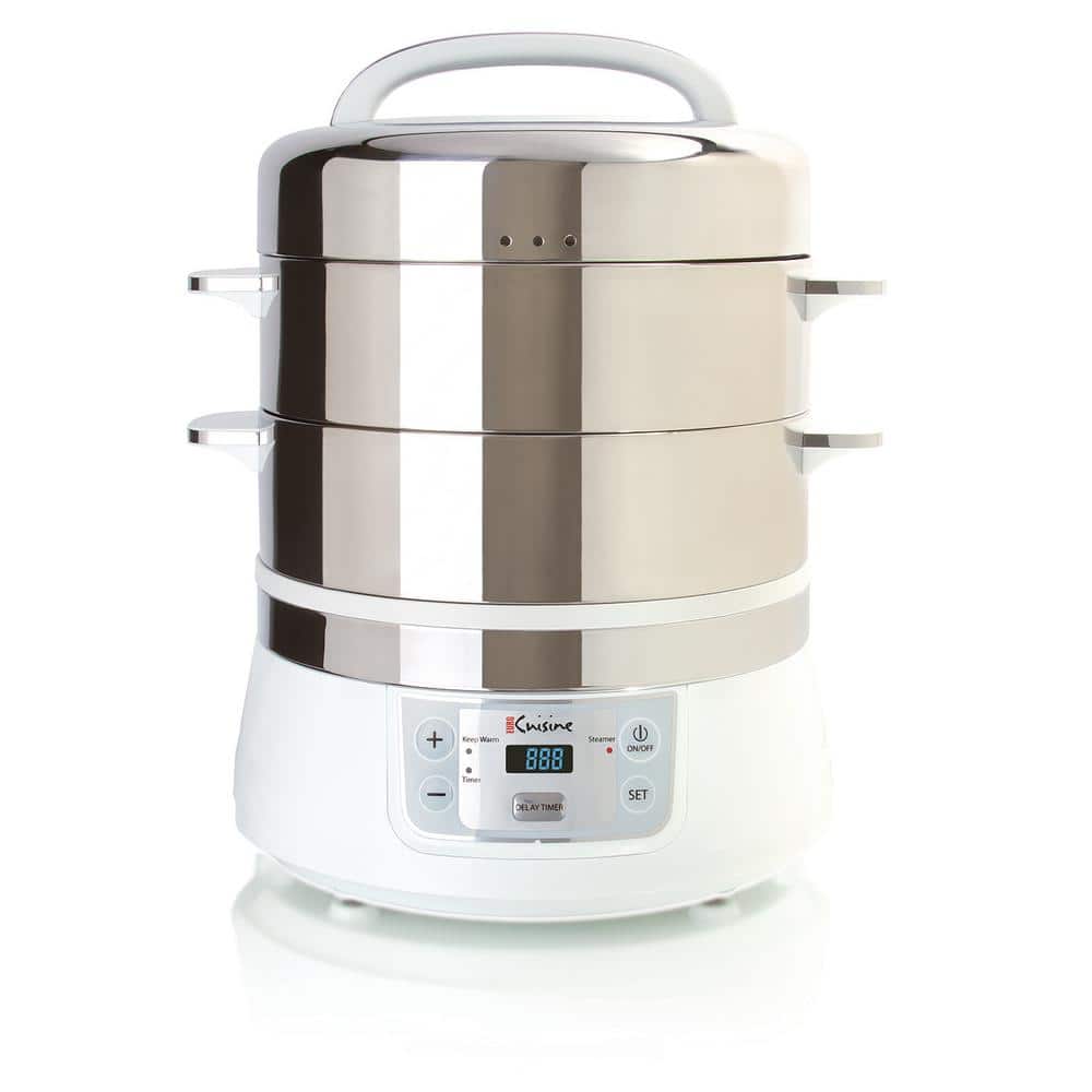 16.9 Qt. White Food Steamer and Rice Cooker with BuiltIn Timer