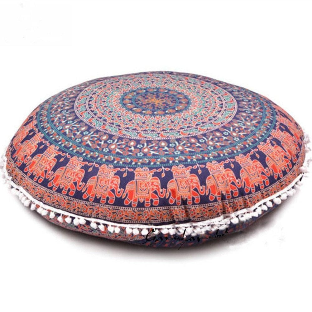 Floor Pilow Insert Round Ottoman Pouf Mandala Inner Indian Floor Pillow  Insert