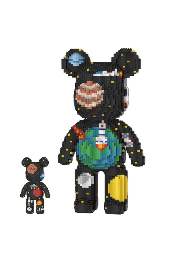 16.9" Space Bear Teddy Blocks Building Bricks Set for Adults - Micro Bricks Challenge - Aesthetic Collector DIY Kit & Room Decor - Gift Idea