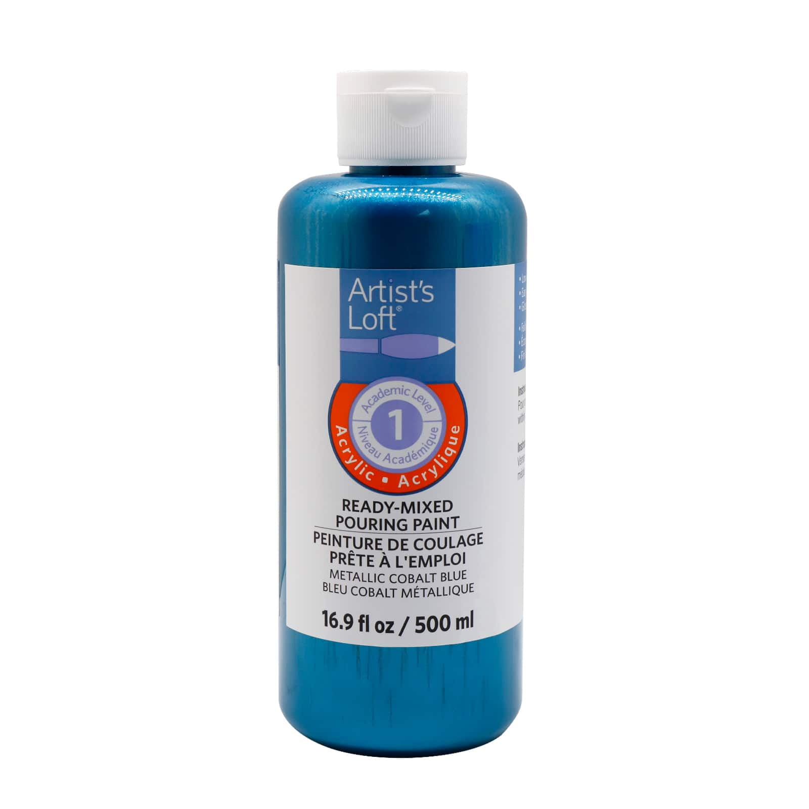 Artist's Loft 16.9 fl oz Metallic Cobalt Blue Acrylic Ready-Mixed Pouring Paint - Pre-Mixed, Low Viscosity, Glossy Finish - Pour-Ready Paint for Fluid Art, Canvas, and DIY Projects, 12 Pack