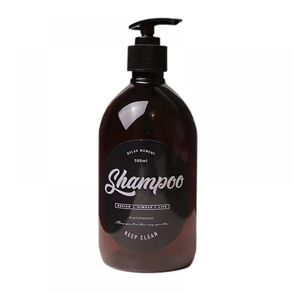 16.9 oz Refillable Empty Amber PET Plastic Bottle Set - 1 Bottles only with labels, Shampoo & Conditioner & Shower gel