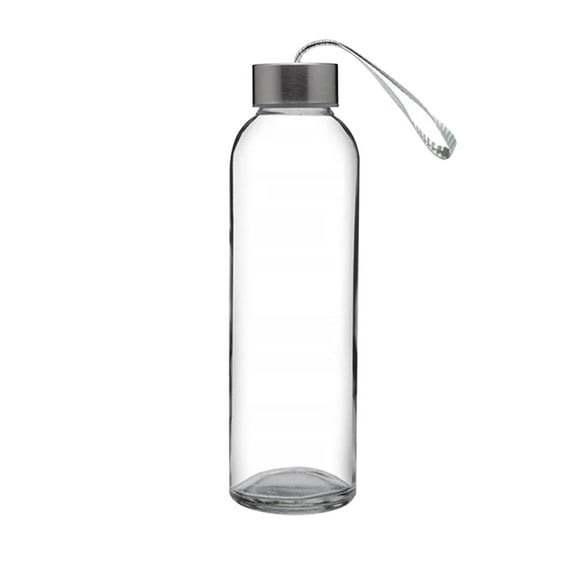 16.91 fl oz Glass Water Bottle with Lid, Clear 500 mL Sports Drink Bottle for Water, Juice, Tea, Office, Gym, Hiking and Daily Carry