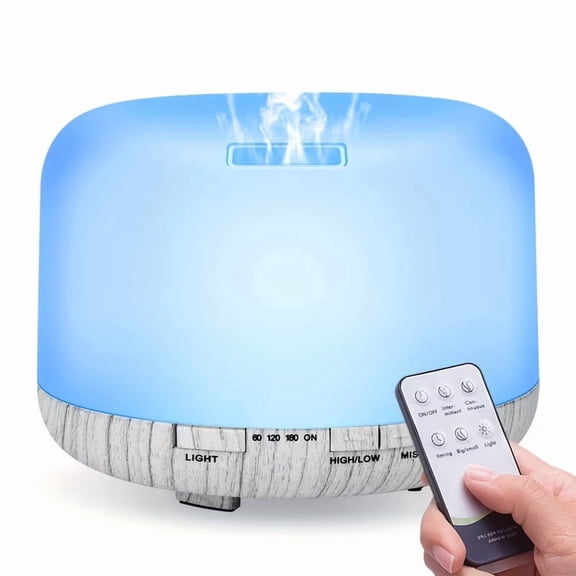 16.91oz Essential Oil Aroma Diffuser, USB Powered, Round Design, Built-in Timer & 7 Ambient Lights, Auto Shut-Off When Water Runs Out, Ideal for Large Rooms, Home and Office