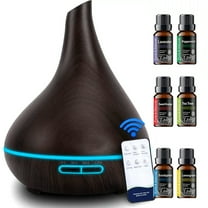 16.91oz Wood Grain Essential Oil Diffuser with 6 Bottle Holder  USB Timer  LED Light  Soundwave Cold Mist Humidifier for Home & Office Aromatherapy