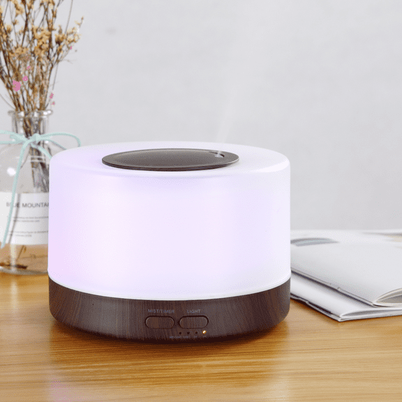 16.91oz Wood Grain Essential Oil Diffuser & Humidifier  Soundwave Tech  USB  Remote  Timer  Night Light  Top-Fill  21-30㎡