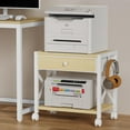 thumbnail image 1 of 16.92"x13" Printer Stand with Storage Drawer, 2-Tier Under Desk Printer Table with Locking Wheels, Small Printer Table for 3D Printer,Paper Storage Printer Scanner Fax Home Office Use,Rustic Beige, 1 of 8